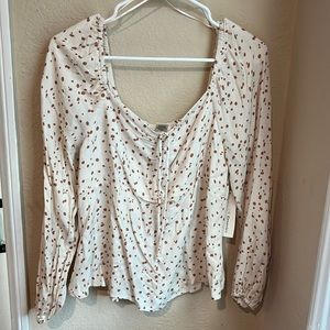 New Cream polka dot brown Blouse